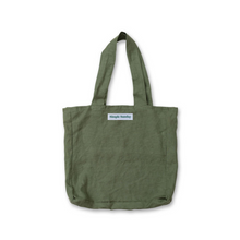 Load image into Gallery viewer, olive green 100% linen tote bag , Australian Made. on white background
